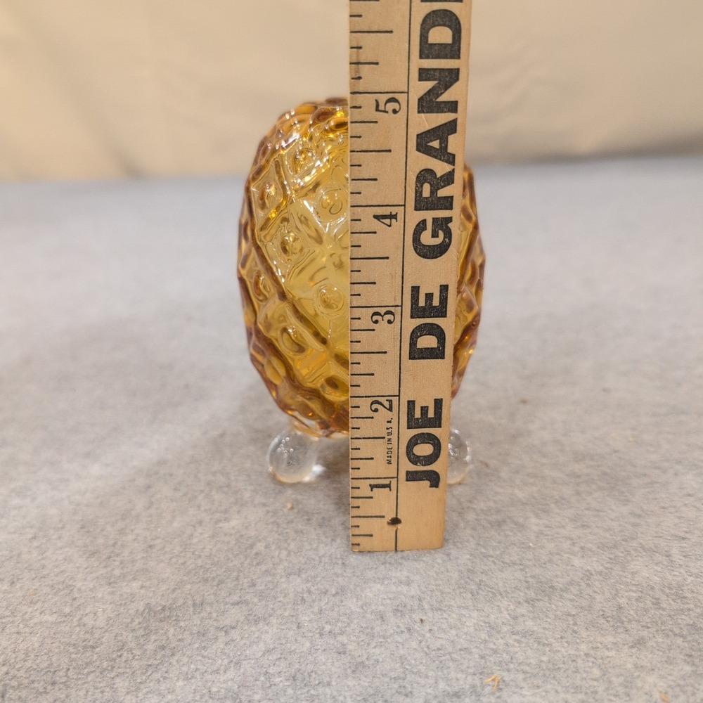 Fenton Amber Pineapple Art Glass Egg Three Footed Decorative Paperweight MCM - Picture 7 of 7